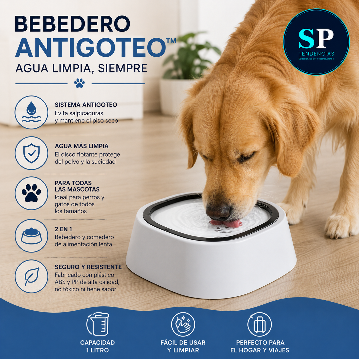 Bebedero Antisplash para Mascotas